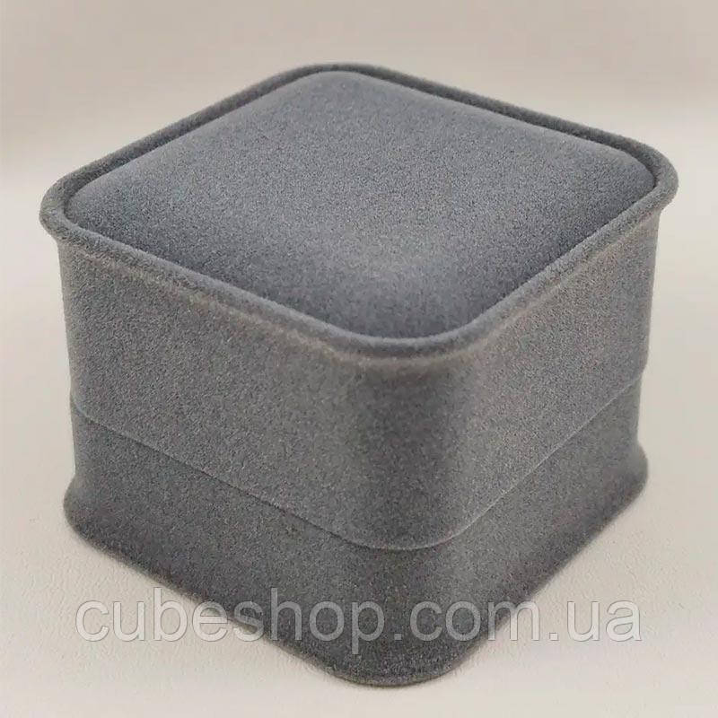 Футляр для каблучки оксамитовий "Класика висока" сірий