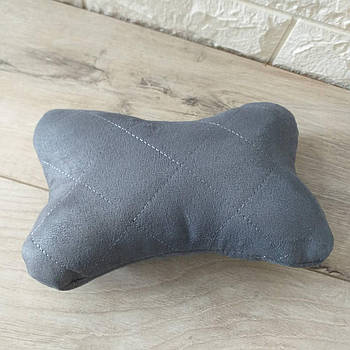 Подушка під шию на підголівник в авто Велюр Подушка на підголівник на гумці Сірий (KG-10105)