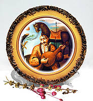 Патріотична тарілка Козак Мамай старовинний сюжет тарілка з українською символікою