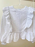 Блуза з прошвы нарядная белая в школу для девочки Michelle 116, 122, 134