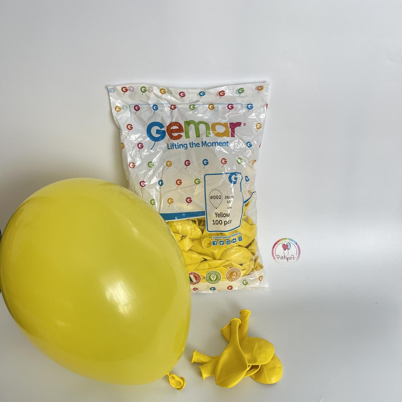 Повітряні кульки 10" YELLOW упаковка 100 шт GEMAR