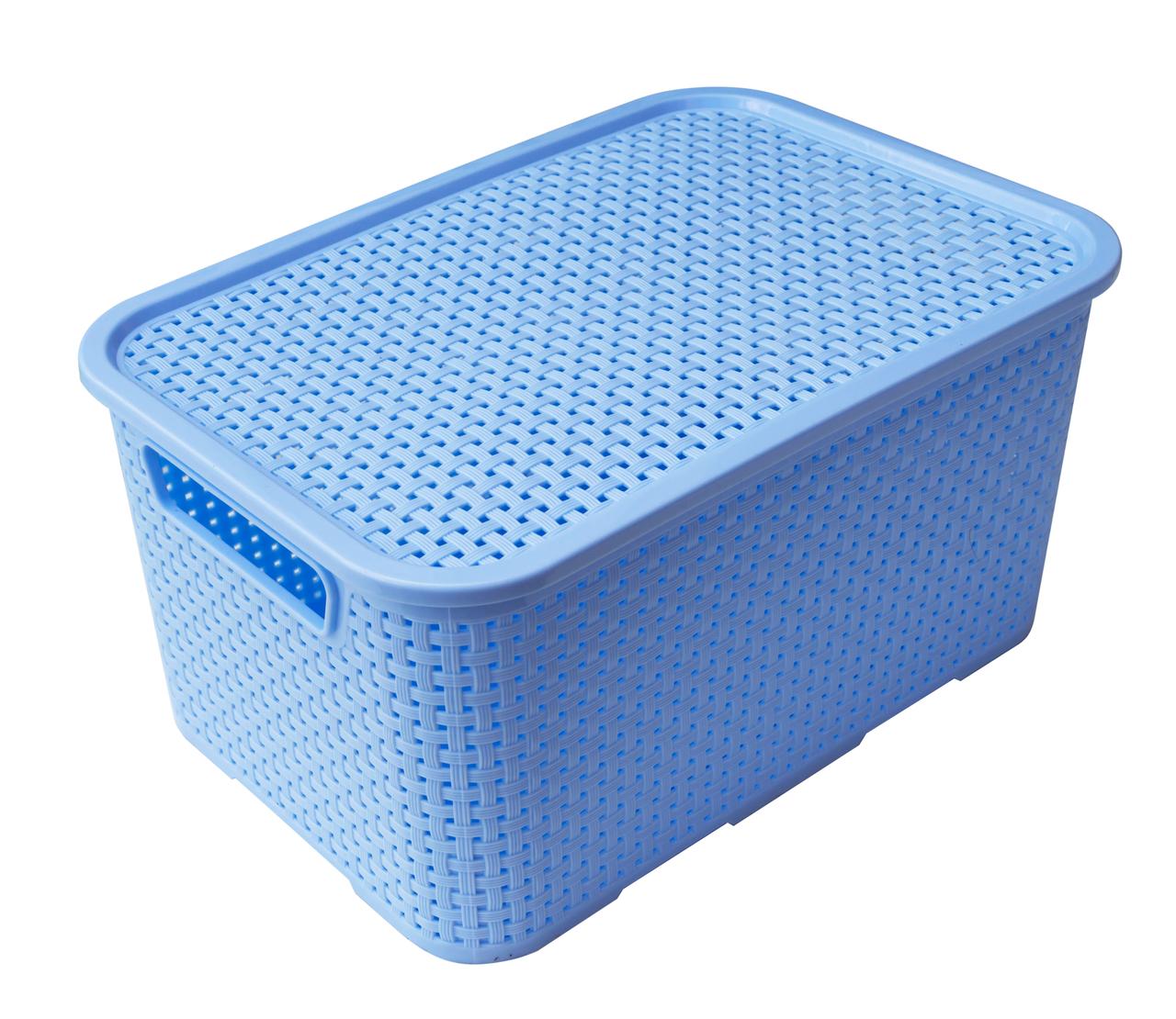 Кошик Ротанг з кришкою 6 л блакитний БП-537 (Боніпласт) 19×28×14 см