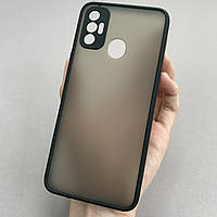 Чохол для Tecno Spark 7 (KF6n) напівпрозорий матовий з кольоровими бортами на техно спарк 7 чорний tcb