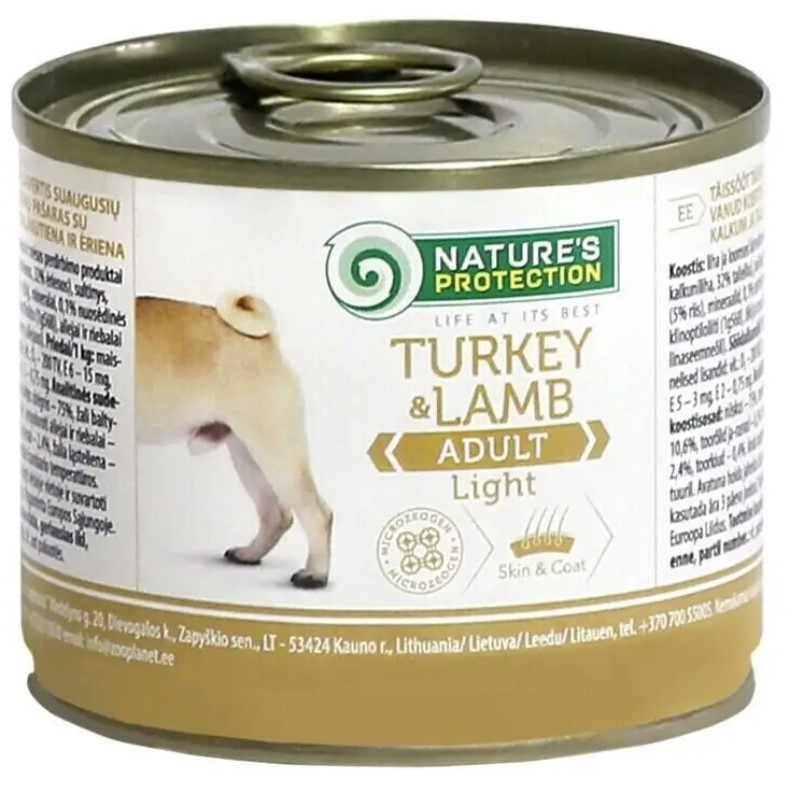 Nature's Protection Adult Light Turkey&Lamb Вологий корм для дорослих собак схильних повноти, індичка 200г