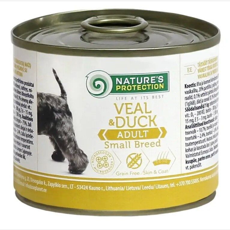 Nature's Protection Adult small breed Veal & Duck Вологий корм для дорослих собак малих порід, телятина 200г