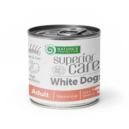 Nature's Protection White Dogs All Breeds Salmon Суп для собак з білим забарвленням шерсті з лососем 140мл, фото 1