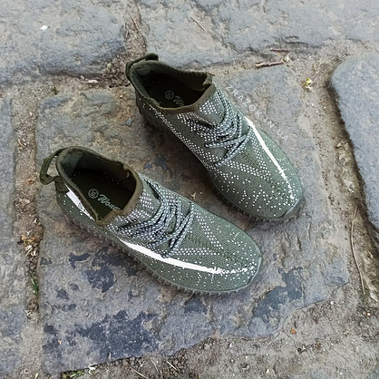 ЗНИЖКА! 36р (22.5см) Кросівки унісекс кеди Yeezy Sply 350 хакі зелені на кожен день, для спорту бігу, фото 3