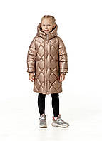 Куртка зимняя на экопухе для маленькой девочки детская пуховик пальто зимний Melissa Капучино Nestta на зиму