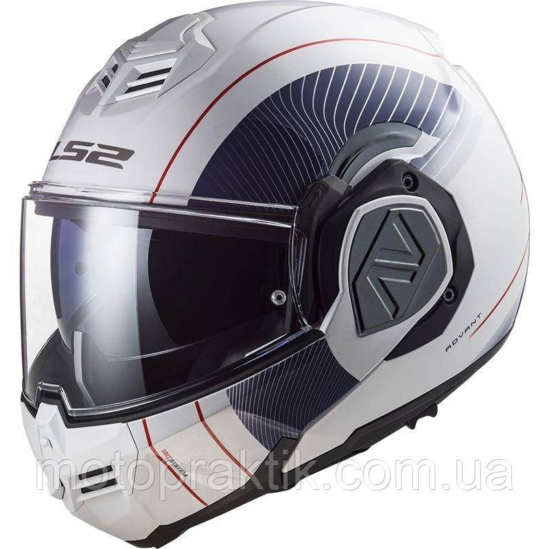 LS2 FF906 Advant Cooper White Blue, XS Мотошолом модуляр/трансформер з окулярами