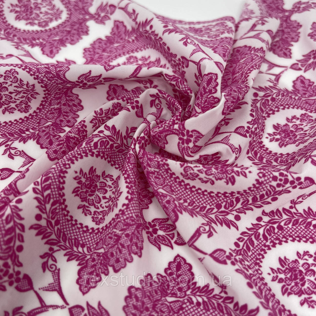 Мікрофібра молочна з візерунком фуксія середньої щільності 150 см., фото 1