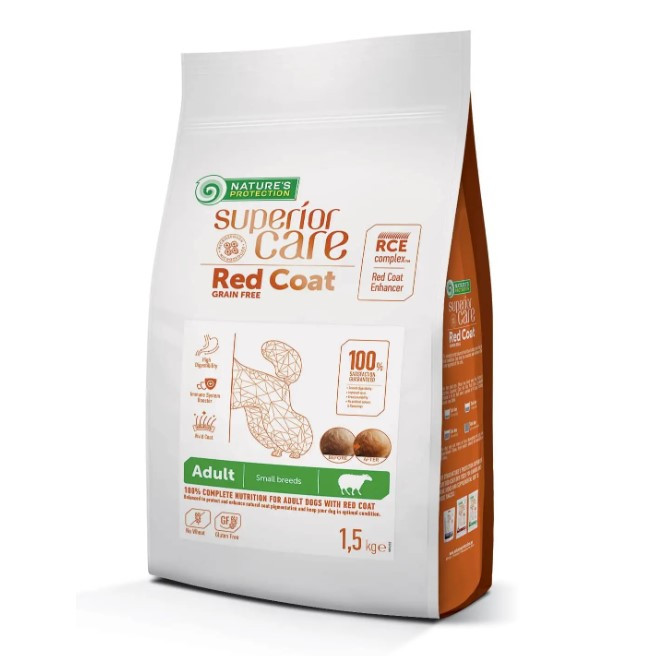 Nature's Protection Superior Care Red Coat Small Корм для дорослих малих собак з рудою шерстю 1,5кг