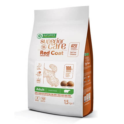 Nature's Protection Superior Care Red Coat Small Корм для дорослих малих собак з рудою шерстю 1,5кг, фото 1