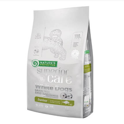 Nature's Protection White Dogs Junior Small Сухий корм для цуценят малих порід з білим забарвленням 1.5кг, фото 1