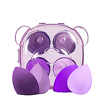 Набор спонжей для макияжа в футляре 4 штуки Puffy, фиолетовый
