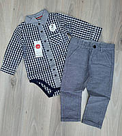 Комплект боди-рубашка и штаны-брюки cool club 80 см