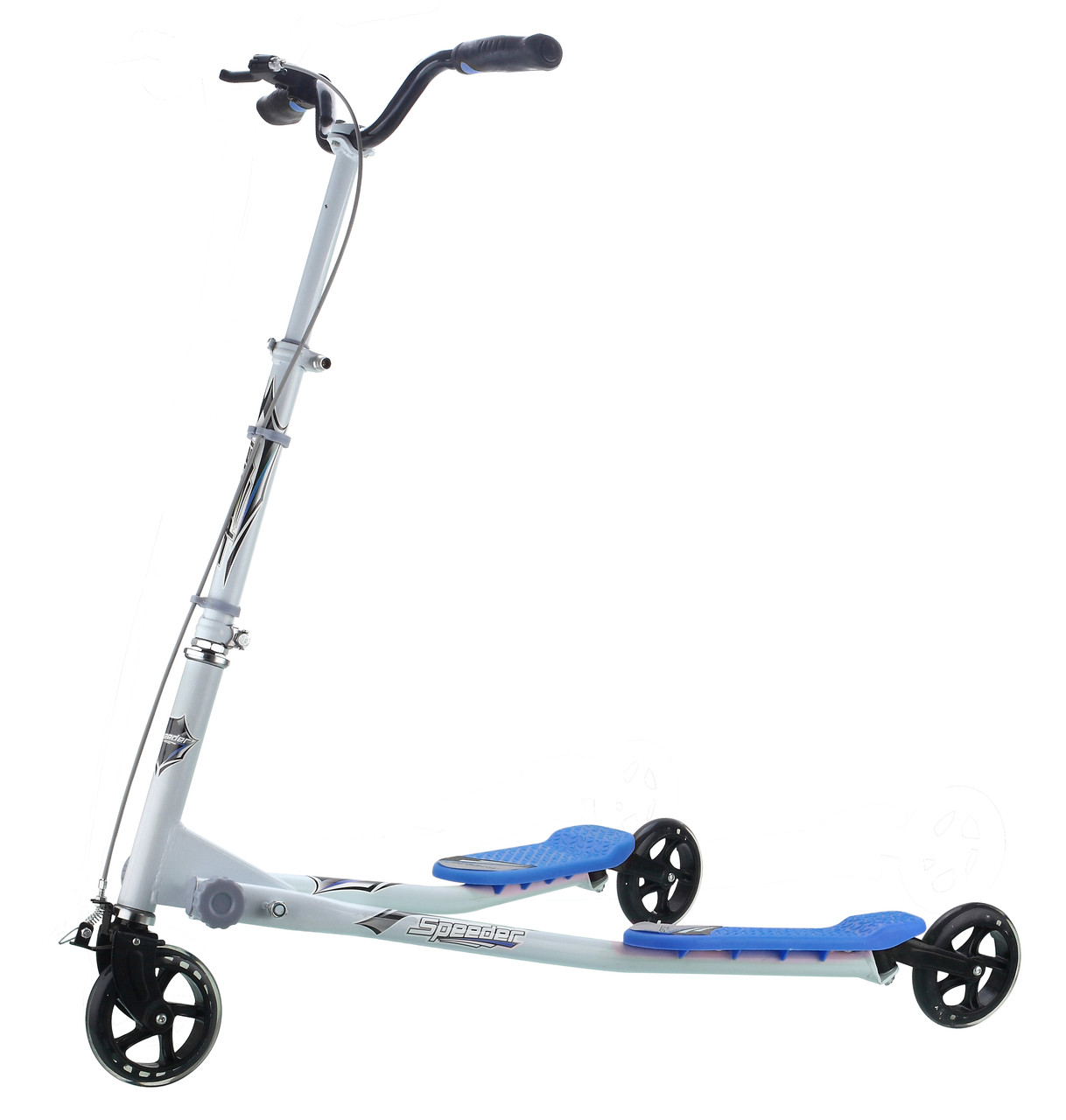 Уцінка Середній інерційний самокат з двома платформами Speeder GO Travel LS-302(M)_SB з ручним гальмом