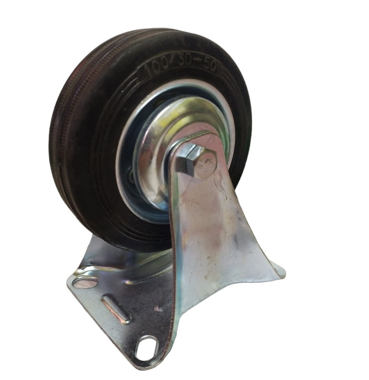 Колесо 100 мм на чорній гумі, не поворотне (глухе)