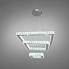 Кришталева підвісна світлодіодна LED люстра з пультом управління колір каркасу хром D-9898-3D/600+400+200, фото 4