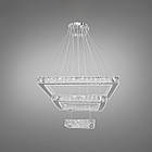 Кришталева підвісна світлодіодна LED люстра з пультом управління колір каркасу хром D-9898-3D/600+400+200, фото 3