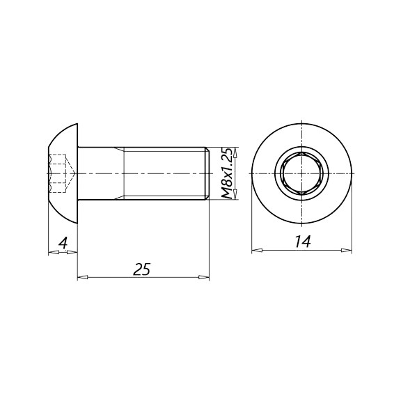 Винт с полукруглой головкой и внутренним шестигранником DIN 7380-1, M8х25 - фото 2 - id-p1892795027