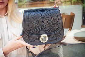 Шкіра преміум-плюс Італія! Сумка шкіряна чорна Плин Часу