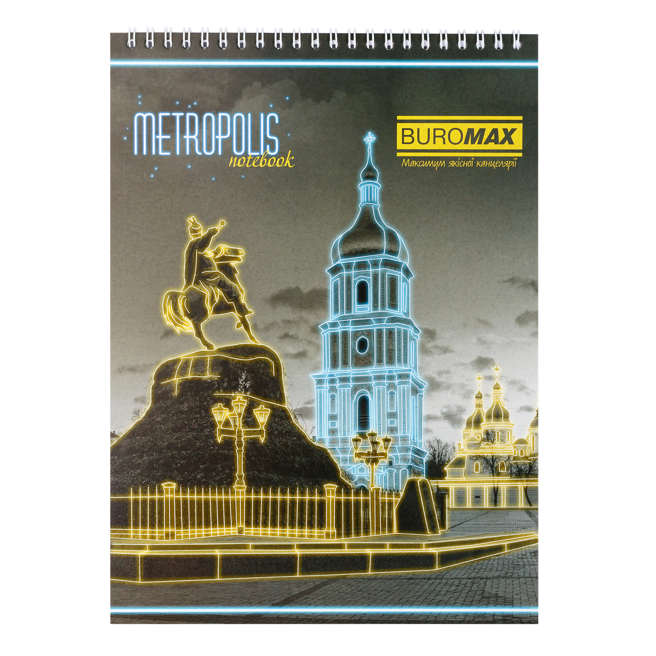 Блокнот на пружині зверху METROPOLIS, А5, 48арк, клітинка, картонна обкладинка, синій