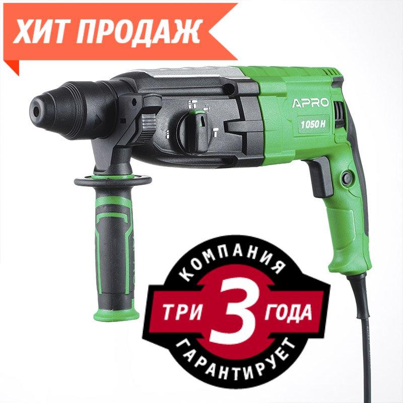 Перфоратор прямий 1050 Вт ТМ "АПРО" у кейсі із захисною муфтою для безпечної роботи, довгий шнур (896228)