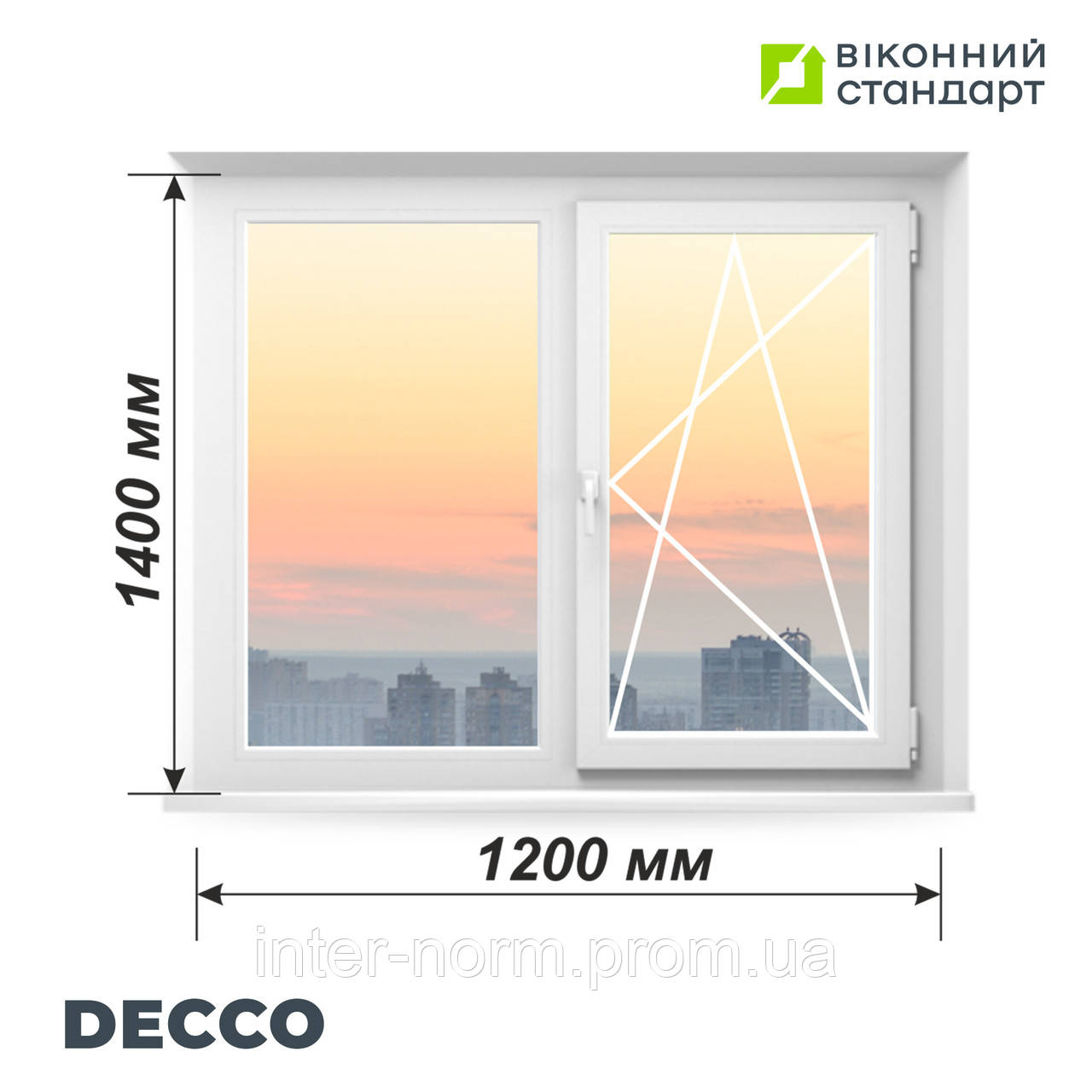 Окно поворотно-откидное Decco 71, белое, 1200x1400 мм, производитель Оконный Стандарт - фото 1 - id-p1895009643