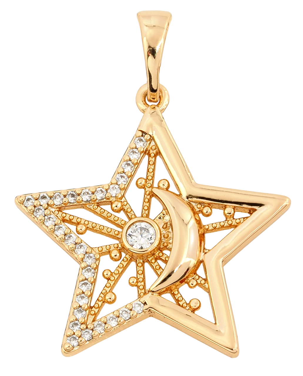 Кулон Xuping Позолота 18K "Зірка з Місяцем" для ланцюжка до 5мм
