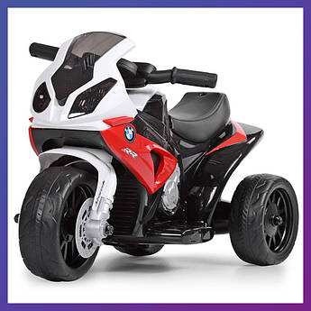 Дитячий триколісний мотоцикл на акумуляторі BMW S1000 RR, JT5188L-3 біло-червоний