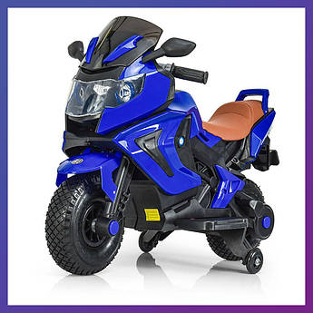 Дитячий електромотоцикл BMW на акумуляторі M 3681 синій на надувних колесах. Мотоцикл для дітей 3-8 років