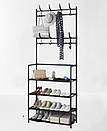 Вішалка для одягу та підставка для взуття 2в1 New Simple shoe rack (145х78x28см) з полицями та гачками, фото 3