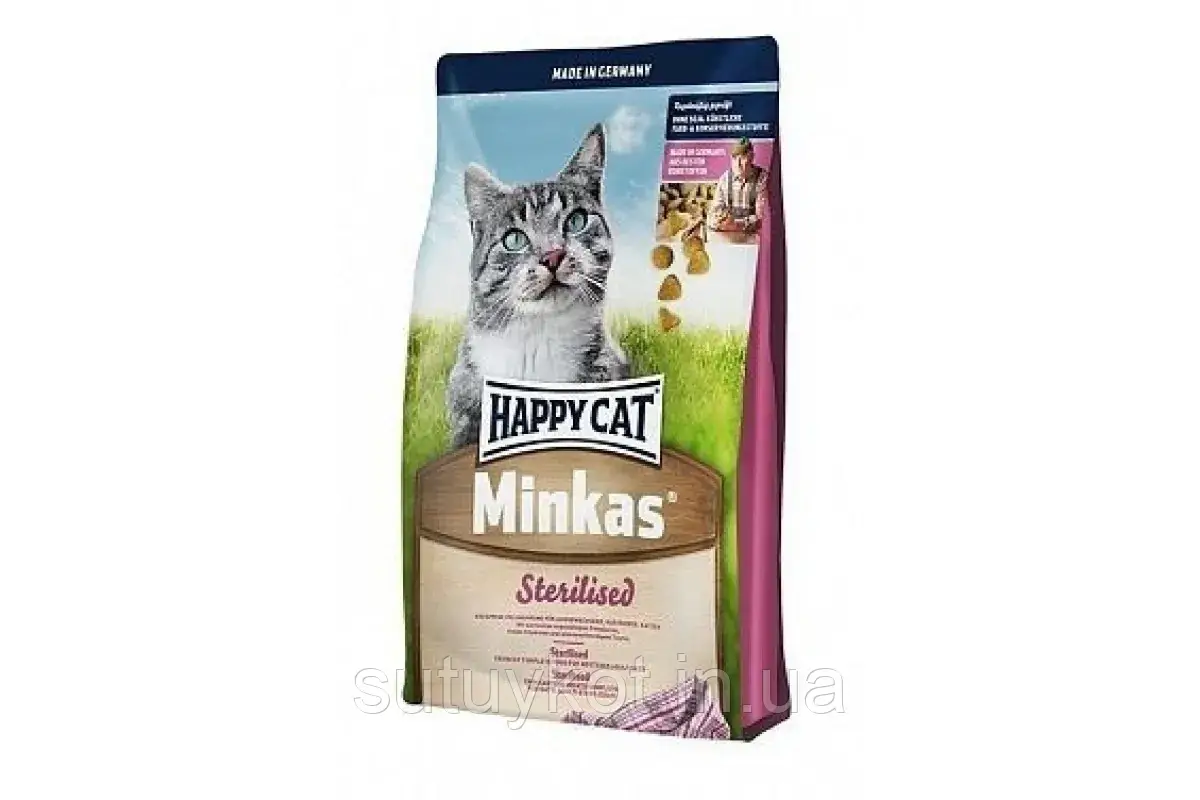 Happy Cat Minkas STERILISED Хеппі кет мінкас сухий корм для стерилізованних кішок, 10 кг., фото 1