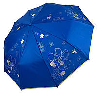 Женский зонт полуавтомат на 10 спиц Calm Rain, с изображением цветов, синий, 0114-8
