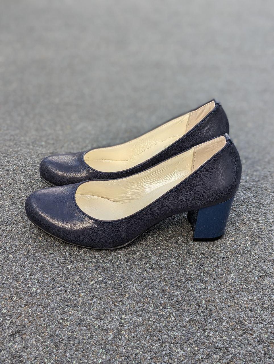 STTOPA Розміри 35-44. Туфлі великих розмірів шкіряні. Каблук 6 см. 149-3544-6 Сині, фото 1