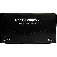 Маска медична захисна лицьова 3-х шарова одноразова нестерильна з гумовими завушниками чорна 50 шт