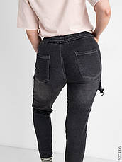 Джогери, джинси з поясом на гумці унісекс, накладні кишені карго, є великі розміри NN, фото 3