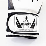 Рукавички боксерські для боксу 12 унцій на липучці OSPORT шкіра PU (BO-5698) Білий, фото 6