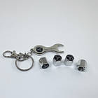 Захисні ковпачки на ніпеля Mercedes + ключик-брелок у подарунок! Колір хром, фото 3