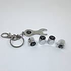 Захисні ковпачки на ніпеля Mercedes + ключик-брелок у подарунок! Колір хром, фото 4