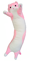Кот батон мягкая игрушка антистресс подушка 70 см плюшевый котик обнимашка розовый