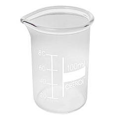 Стакан лабораторний, 100 мл, високий, з носиком і шкалою, Ridni