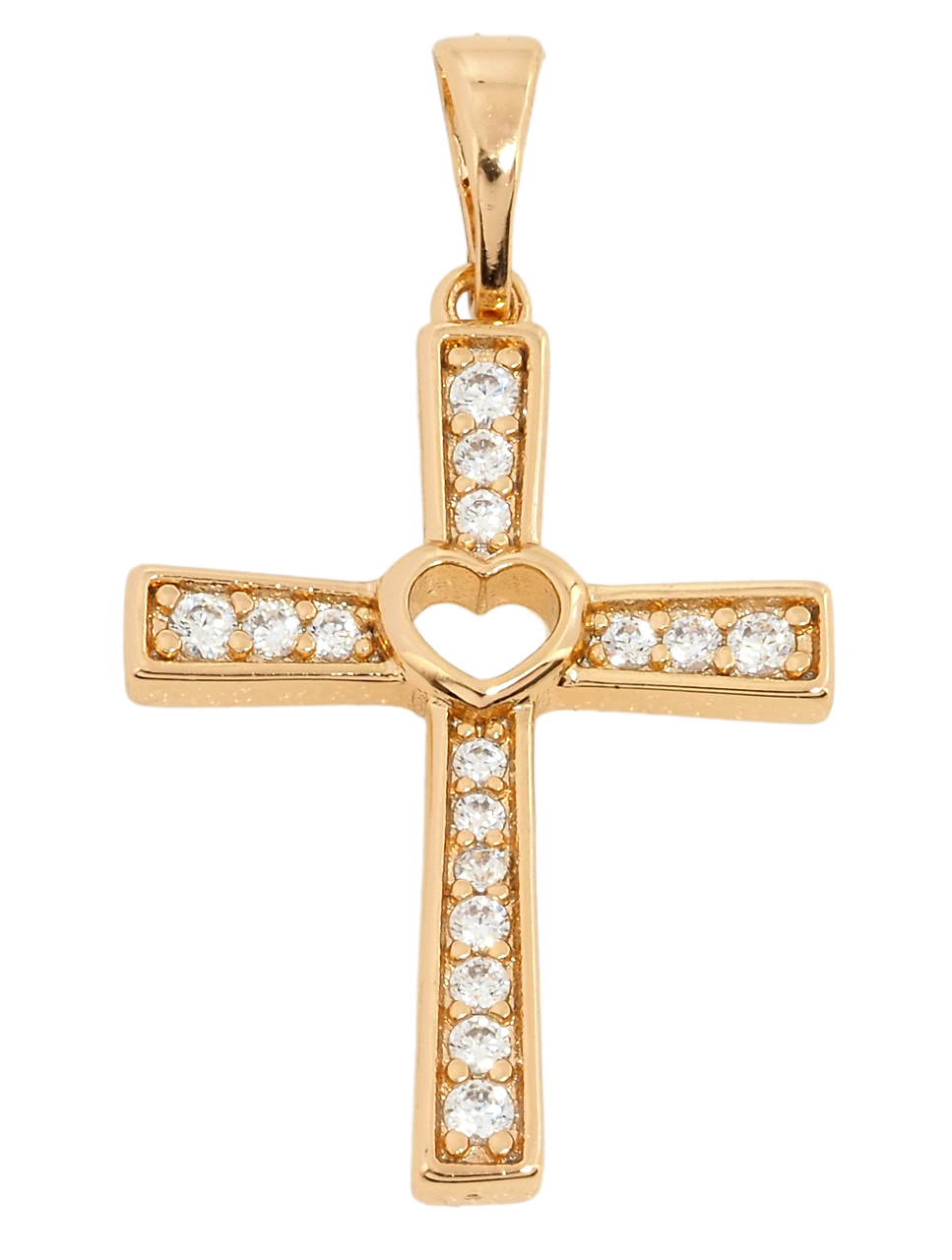 Кулон Xuping Позолота 18K "Хрест з цирконієм та сердечком" для ланцюжка до 5мм