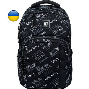 Рюкзак підлітковий чорний з принтом та банданою Kite Education K22-2578L-1
