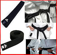 Пояс для кимоно профессиональный ADIDAS Black Belt карате тхекводо дзюдо айкидо черный