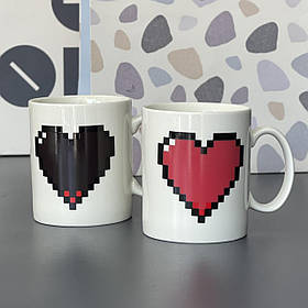 Чашка - хамелеон "Серце" Лайк, Кружка керамическая хамелеон "Сердце"