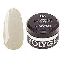 Полигель для наращивания ногтей Moon Full Poly Gel №06 Молочный с шиммером 15 мл