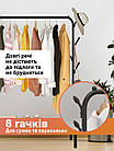 Підлогова вішалка для одягу та взуття металева з гачками Clother Rack стійка для речей стелаж Чорна, фото 7