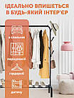 Підлогова вішалка для одягу та взуття металева з гачками Clother Rack стійка для речей стелаж Чорна, фото 6