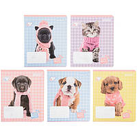 Зошит шкільний Kite 18 аркушів лінія, софт тач + УФ лак Studio Pets